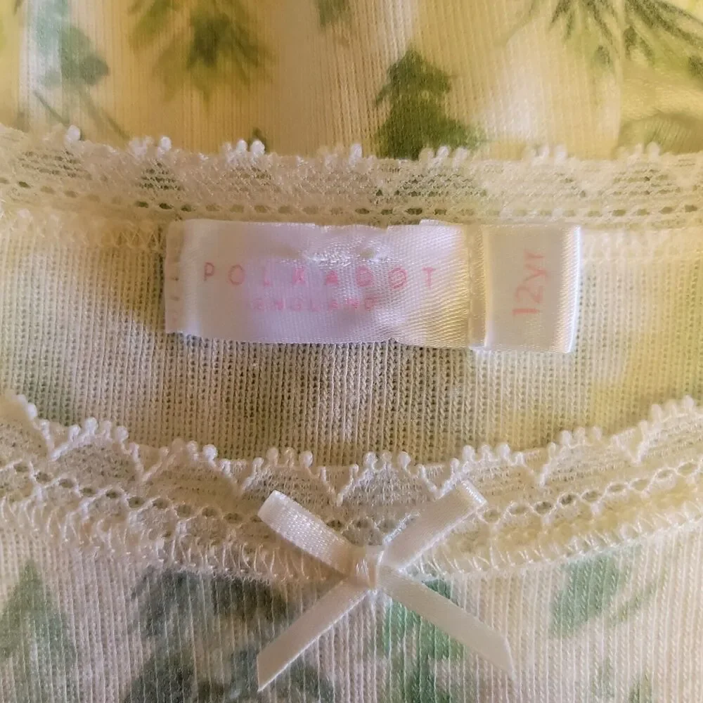 Polkadot England Fir Tree Print 2 Piece Pajama Set Girls Size 12 Year
